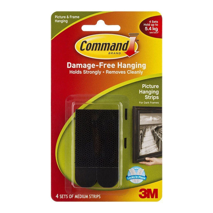 Command 3M Medium Picture Hanging Strips - Black x 4's Pack (17201BLK) FP10360