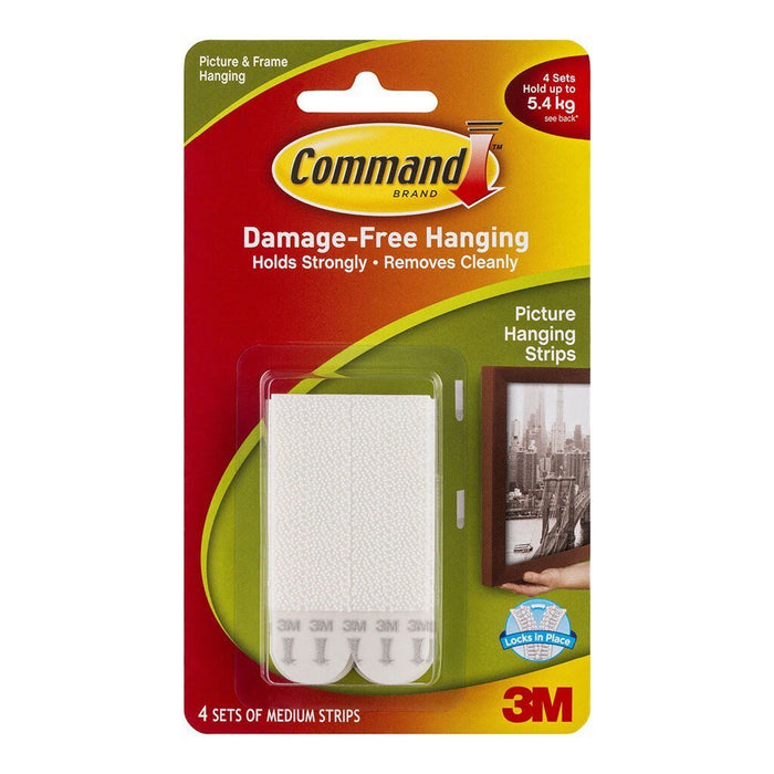 Command 3M Medium Picture Hanging Strips - White x 4's Pack (17201) FP10359