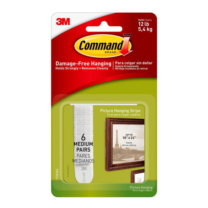 Command 3M Medium Picture Hanging Strips - White x 8's Pack (17204ES) FP10363