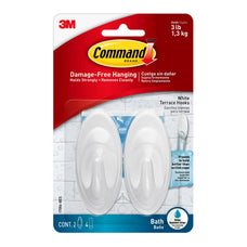 Command Bathroom Hook, Medium, White, Pack of 2 (17086Q-BES) FP11173