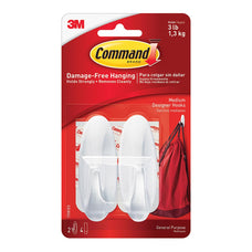 Command Designer Small Medium White Hook, Pack of 4 (17081-2VP) FP10347