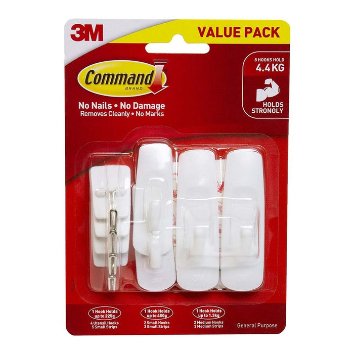 Command Hook 17012-8 Assorted White, Value Pack of 8 FP10346