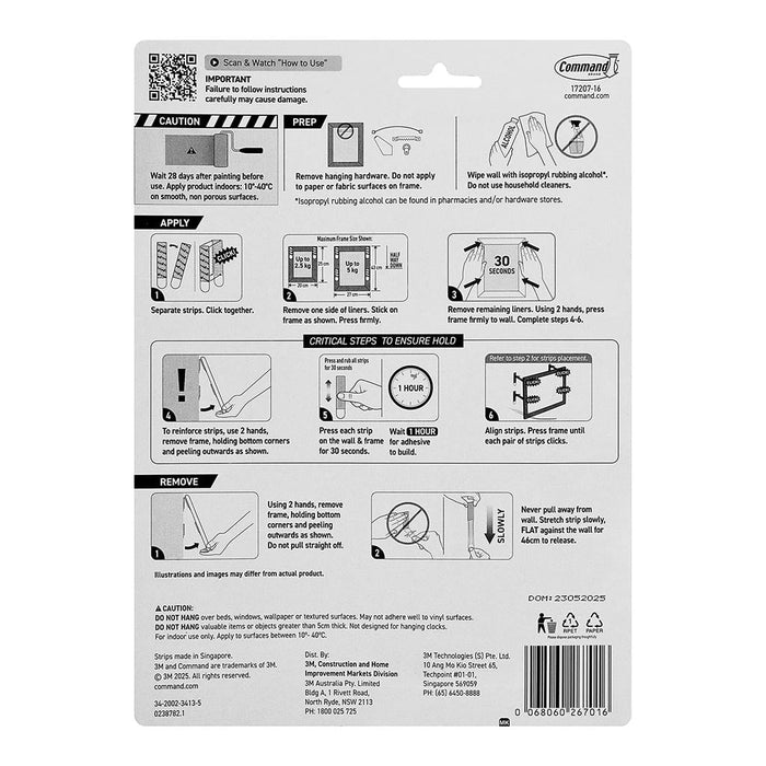 Command Narrow Picture Hanging Strips, White, Value Pack of 16 Sets (17207-16) FP11357