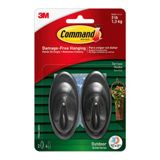 Command Outdoor Slate Terrace Hooks, Medium, Pack of 2 (17086S-AWES) FP11180