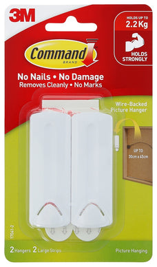 Command Picture Hanger 17041 Large White Wire-Backed, Pack of 2 FP10288