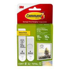Command Picture Hanging Strips, Medium and Large Sizes, Pack of 12 (17209-ES) FP10372