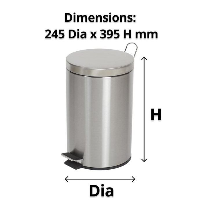 Compass 12L Round Stainless Steel Pedal Bin WE769912