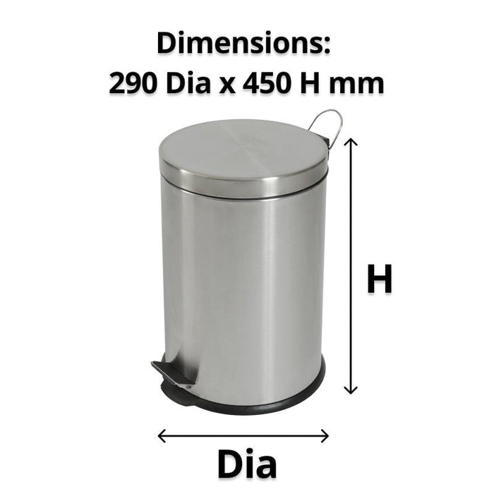 Compass 20L Round Stainless Steel Pedal Bin WE769920