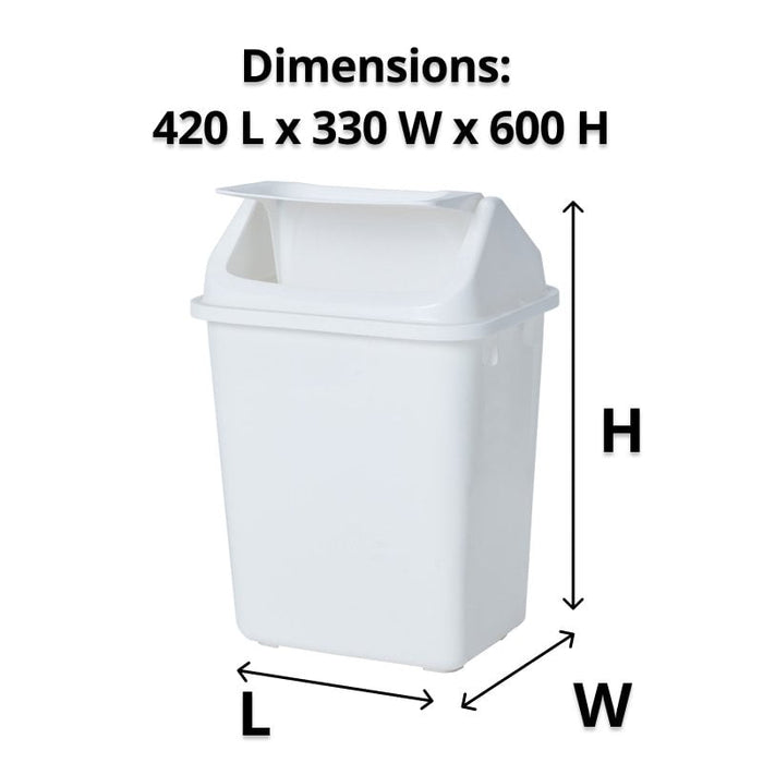 Compass 38L Rectangular Plastic Swing Top Bin White WE7640302