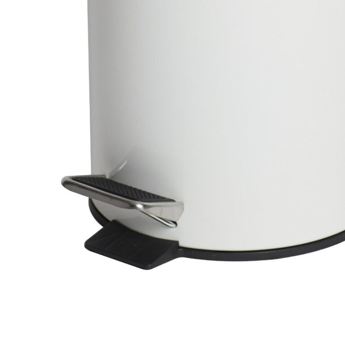 Compass 5L Round White Powder Coated Pedal Bin WE76990502