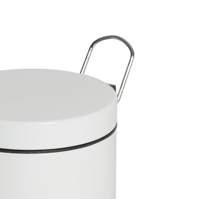 Compass 5L Round White Powder Coated Pedal Bin WE76990502