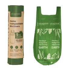 Compostable Bin Liners 60L, Natural, 30 Rolls x 5's (150 bags) ECED-2060
