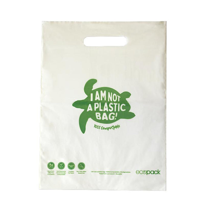 Compostable Punched Handle Retail Bags 260mm x 340mm x 400's Pack ECED-2089