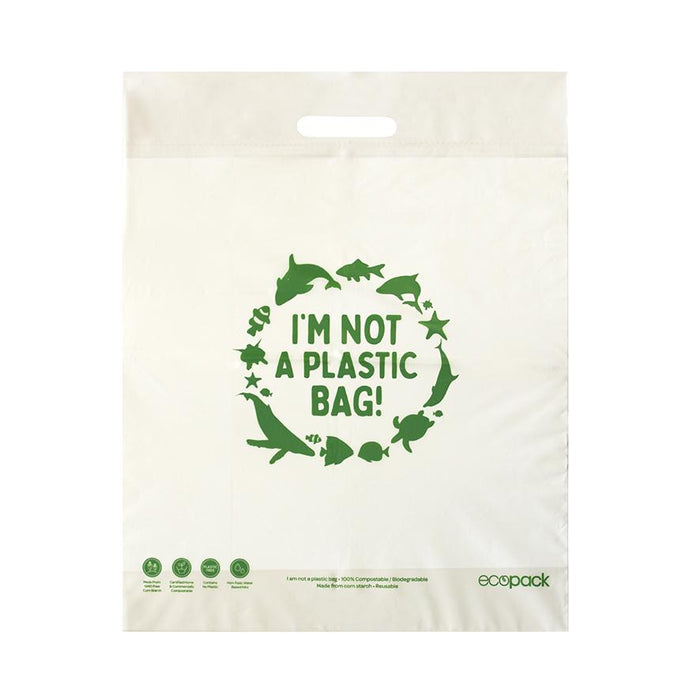 Compostable Punched Handle Retail Bags 400mm x 490mm x 200's Pack ECED-2091