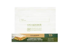 Compostable Resealable Sandwich Bags, 15 Boxes x 12's (180 bags) ECED-2600