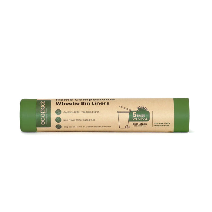 Compostable Wheelie Bin Liners 140L, Natural, 20 Rolls x 5's (100 bags) ECED-2114