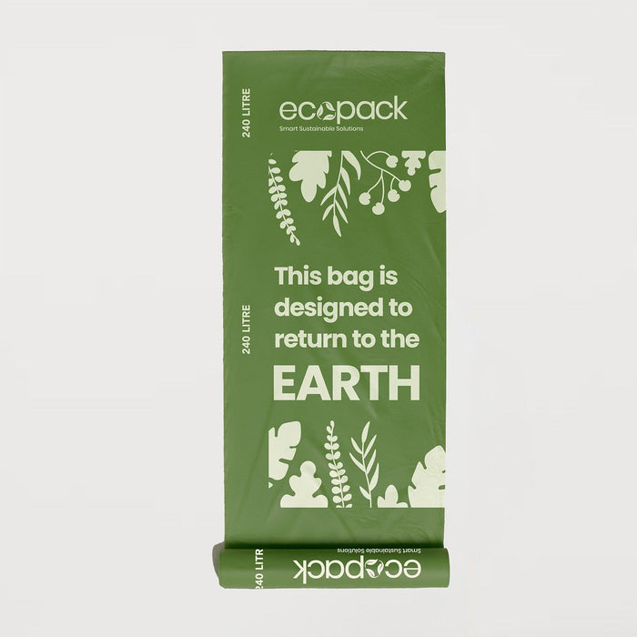 Compostable Wheelie Bin Liners, 240L, Green, 24 Rolls x 5's (120 bags) ECED-2240