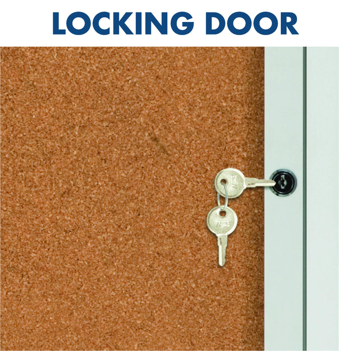 Corkboard With 1 Door - Aluminium Frame 900 x 600mm AOQT2363