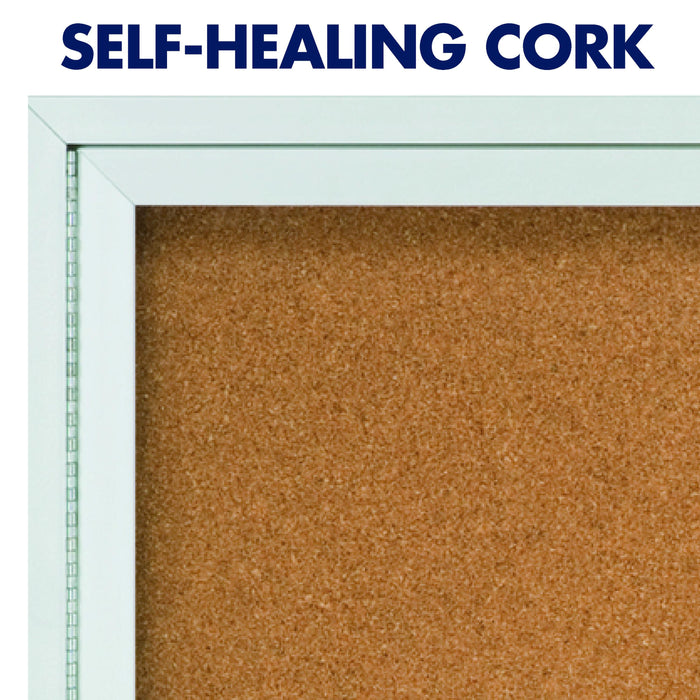 Corkboard With 1 Door - Aluminium Frame 900 x 600mm AOQT2363