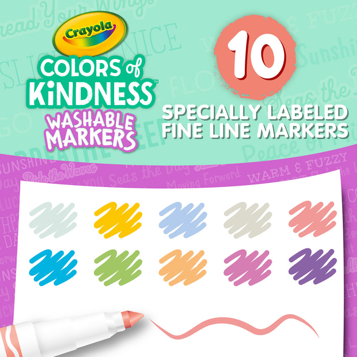 Crayola Colors of Kindness Fineline Washable Markers, 10's pack CX1001967