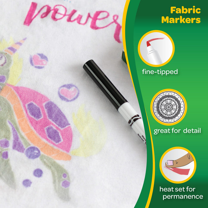 Crayola Fine Line Fabric Markers, Assorted Colours, 10's pack CX1001831
