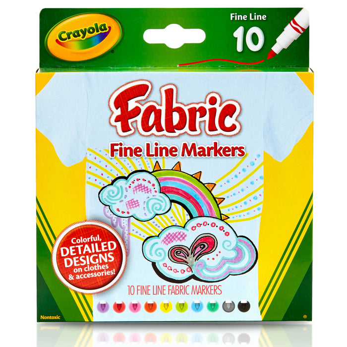 Crayola Fine Line Fabric Markers, Assorted Colours, 10's pack CX1001831
