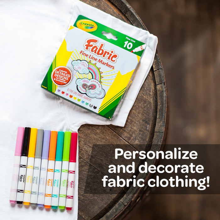 Crayola Fine Line Fabric Markers, Assorted Colours, 10's pack CX1001831