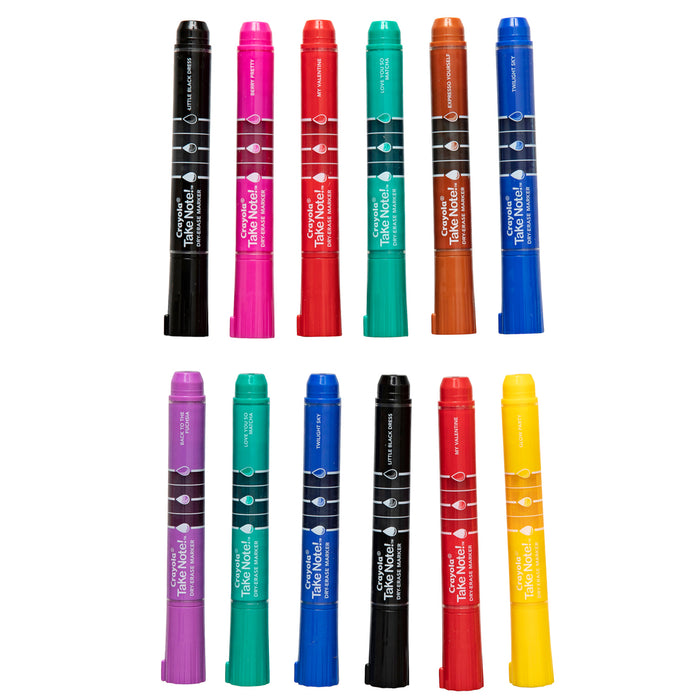 Crayola Take Note Whiteboard Broadline Markers, 12's pack CX1001931