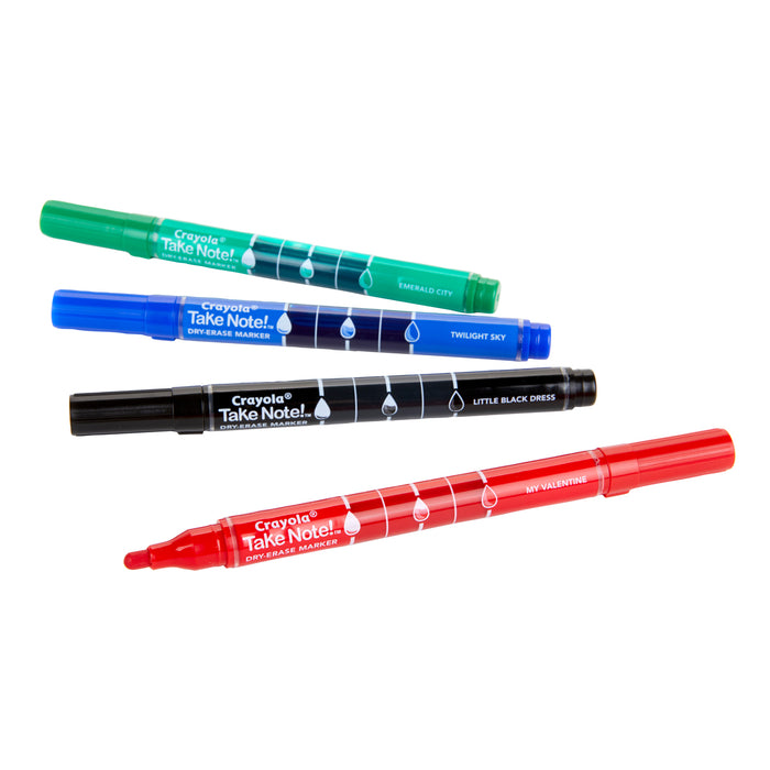 Crayola Take Note Whiteboard Fineline Markers, 4's pack CX1001933