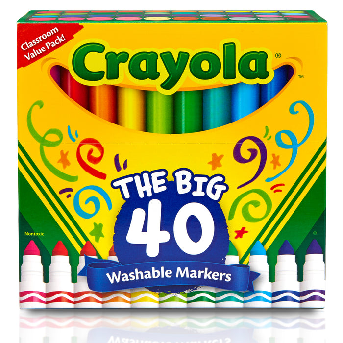 Crayola Washable Broadline Markers: The Big 40, Pack of 40 Markers CX1001835