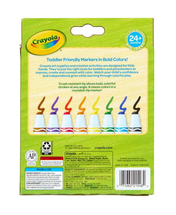 Crayola Young Kids UltraClean Washable Broadline Markers, 8's pack CX1002156