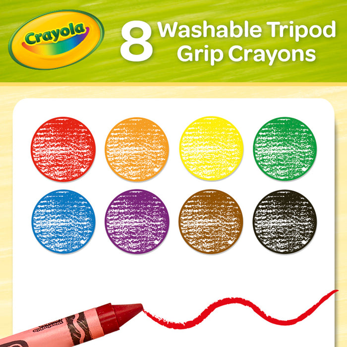 Crayola Young Kids Washable Tripod Grip Crayons, Pack of 8 CX1002154