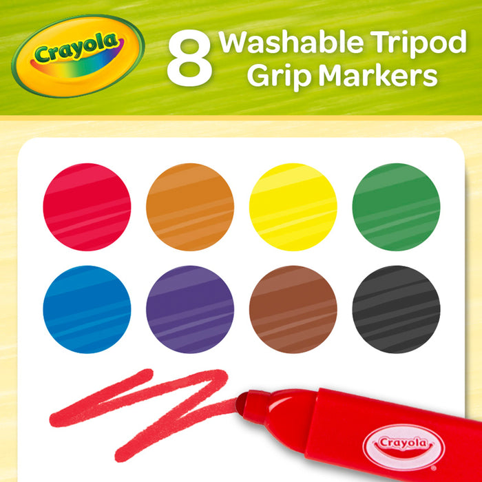 Crayola Young Kids Washable Tripod Grip Markers, Pack of 8 CX1002155