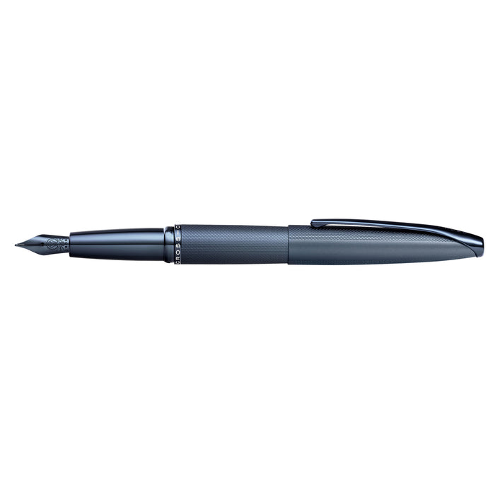 Cross ATX Etched Diamond Pattern Dark Blue Medium Nib Fountain Pen CX1001427