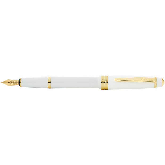 Cross Bailey Light Polished White Resin and Gold Tone Fountain Pen Medium Nib CX1000958