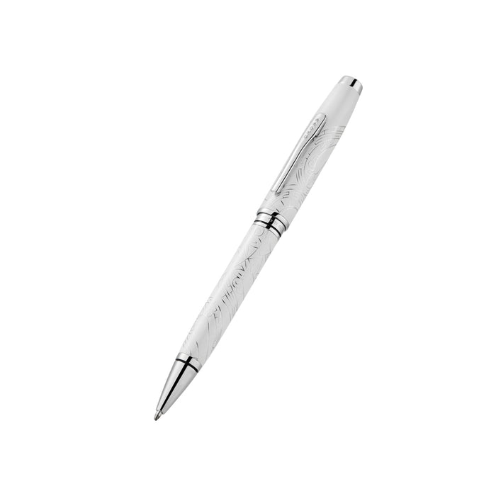 Cross Coventry Zodiac YOT Snake 2025 Pearl White Lacquer with Chrome Appts Ballpoint Pen, Black Ink CX1002012