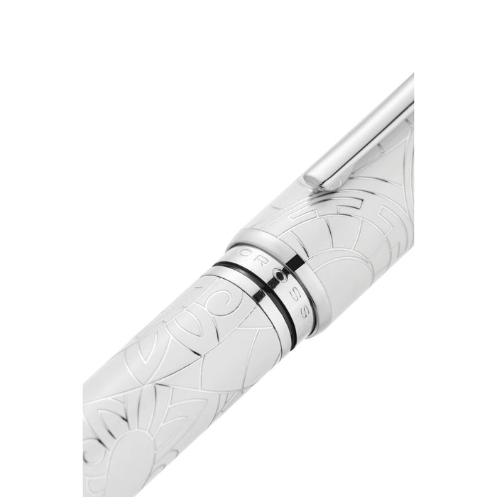 Cross Coventry Zodiac YOT Snake 2025 Pearl White Lacquer with Chrome Appts Medium Nib Fountain Pen CX1002010