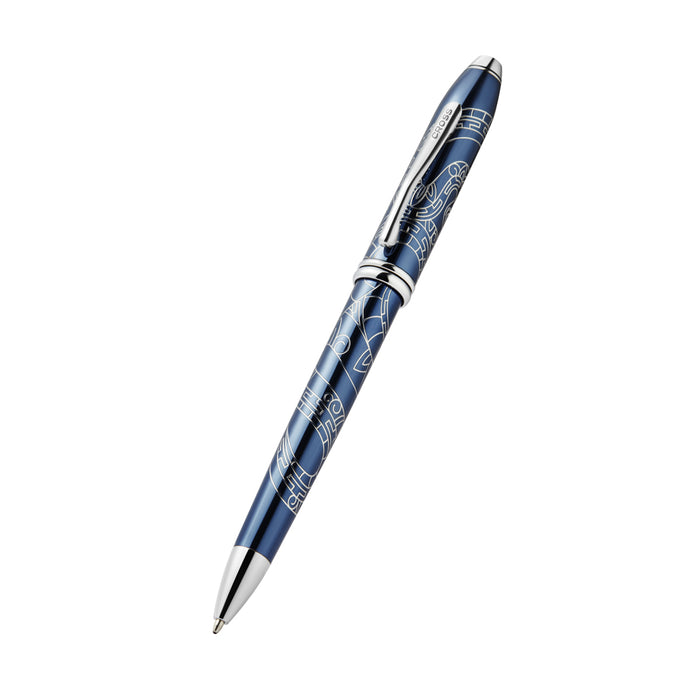 Cross Townsend Zodiac YOT Snake 2025 Blue Lacquer with Chrome Appts Ballpoint Pen, Black Ink CX1002009