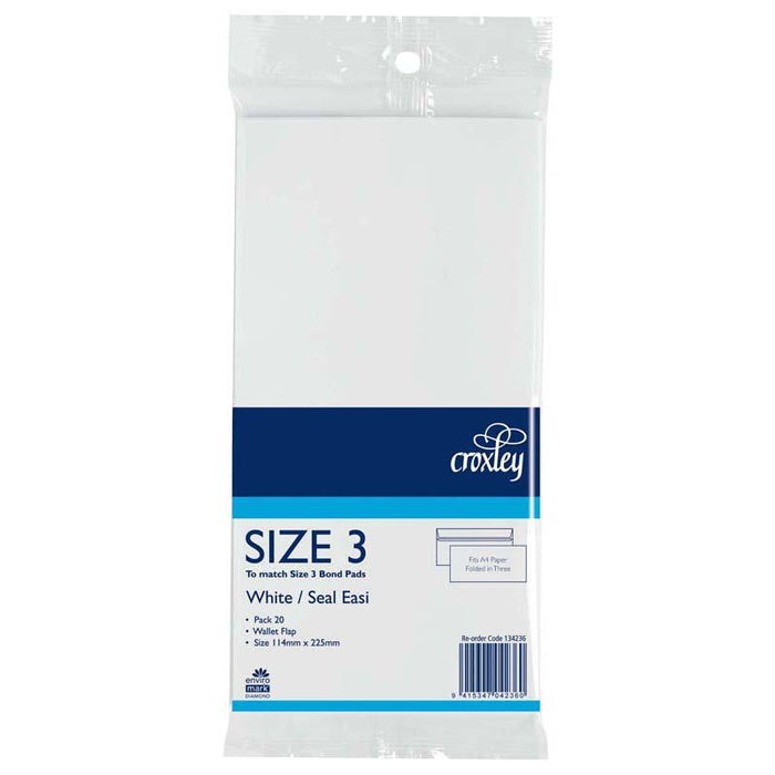 Croxley 114mm x 225mm Envelope Size 3 Seal Easi Bond 25's Pack CX134236