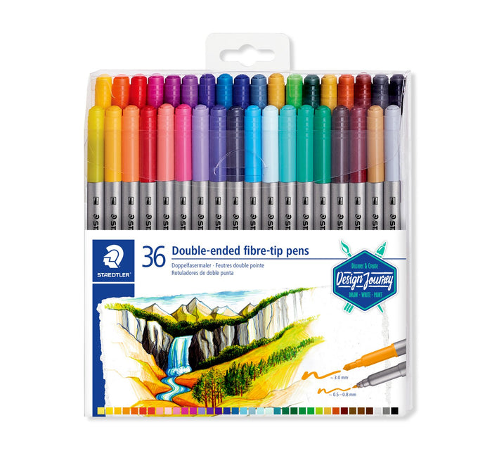 Staedtler Double-Ended Fibre-Tip Pens, Pack of 36