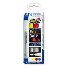 Staedtler Lumocolor 2.4mm Bullet Tip Chalk Markers, Assorted Pack of 4