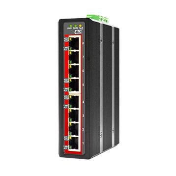 CTC UNION 8 Port Gigabit Unmanaged Switch. 8x 10/100/1000Base-T(X). -40C~75C. Power consumption V DC/W: 12/3.3, 24/3.4, 48/4.8. Dinmount kit included. CDIGS-800-E