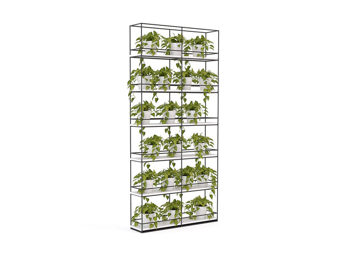 Cubit 2000mm High Planter Wall, Black Powdercoated Frame, White Shelf KG_CBPW20_W