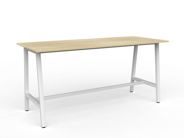 Cubit Bar Leaner Table 2200mm x 900mm - White Frame (Choice of Worktop Colours) Atlantic Oak KG_NCBBARL229_W_AO
