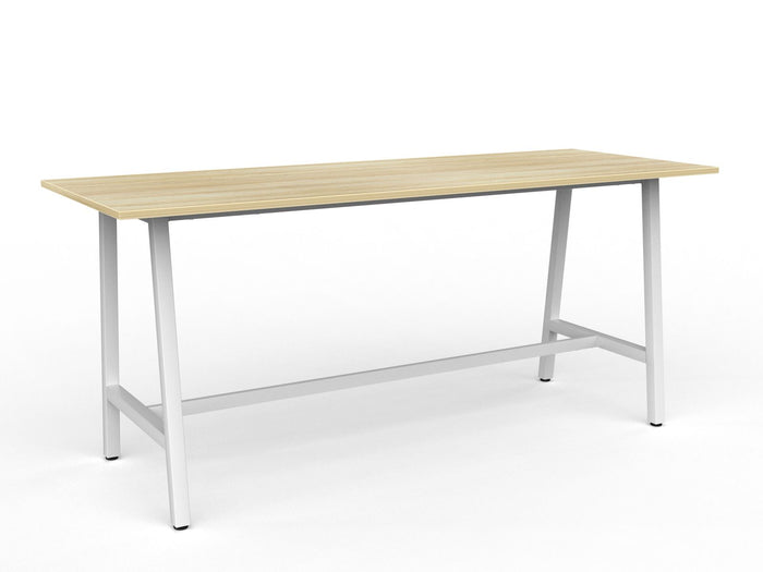 Cubit Bar Leaner Table 2400mm x 900mm - White Frame (Choice of Worktop Colours) Atlantic Oak KG_NCBBARL249_W_AO