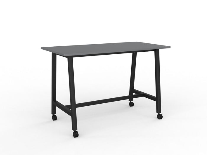 Cubit Bar Leaner Table with Castors, 1600mm x 800mm - Black Frame (Choice of Worktop Colours) Silver KG_NCBBARL168C_B_S