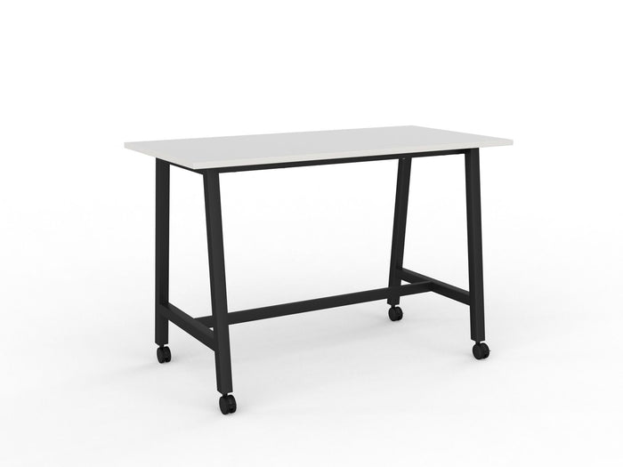 Cubit Bar Leaner Table with Castors, 1600mm x 800mm - Black Frame (Choice of Worktop Colours) White KG_NCBBARL168C_B_W