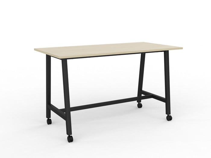 Cubit Bar Leaner Table with Castors, 1800mm x 900mm - Black Frame (Choice of Worktop Colours) Nordic Maple KG_NCBBARL189C_B_NM