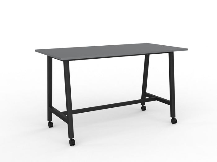 Cubit Bar Leaner Table with Castors, 1800mm x 900mm - Black Frame (Choice of Worktop Colours) Silver KG_NCBBARL189C_B_S