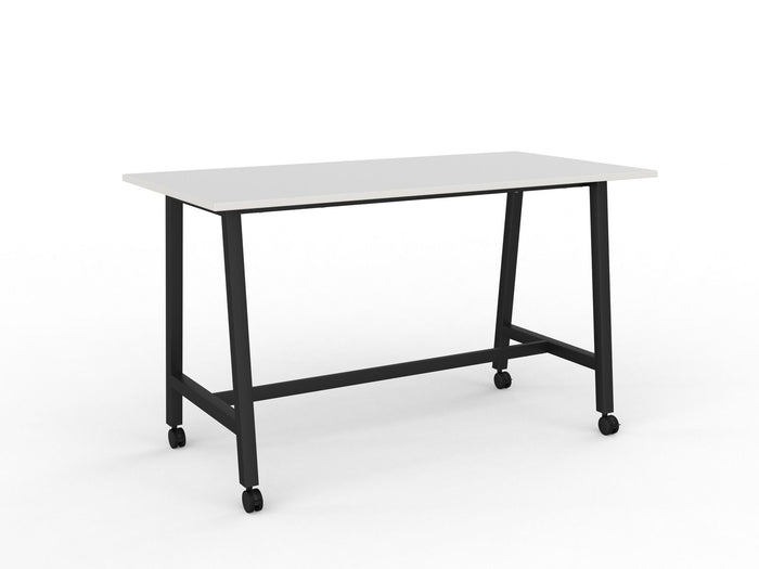 Cubit Bar Leaner Table with Castors, 1800mm x 900mm - Black Frame (Choice of Worktop Colours) White KG_NCBBARL189C_B_W